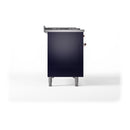 ILVE Nostalgie II 48-Inch  Propane Gas Dual Fuel Range  with 5 Burners, Griddle, & French Top with Triple Glass Door Oven in Midnight Blue with Copper Trim (UP48FSNMPMBP)