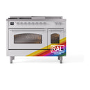 ILVE Nostalgie II 48-Inch  Propane Gas Dual Fuel Range  with 5 Burners, Griddle, & French Top with Triple Glass Door Oven in Custom RAL with Chrome Trim (UP48FSNMPRAC)