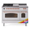 ILVE Nostalgie II 48-Inch  Propane Gas Dual Fuel Range  with 5 Burners, Griddle, & French Top with Triple Glass Door Oven in Custom RAL with Copper Trim (UP48FSNMPRAP)