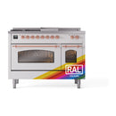 ILVE Nostalgie II 48-Inch Dual Fuel Range with 5 Burners, Griddle, & French Top with Triple Glass Door Oven in Custom RAL with Copper Trim (UP48FSNMPRAP)