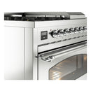 ILVE Nostalgie II 48-Inch Dual Fuel Range with 5 Burners, Griddle, & French Top with Triple Glass Door Oven in Stainless Steel with Chrome Trim (UP48FSNMPSSC)