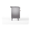 ILVE Nostalgie II 48-Inch Dual Fuel Range with 5 Burners, Griddle, & French Top with Triple Glass Door Oven in Stainless Steel with Copper Trim (UP48FSNMPSSP)
