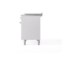 ILVE Nostalgie II 48-Inch Dual Fuel Range with 5 Burners, Griddle, & French Top with Triple Glass Door Oven in White with Chrome Trim (UP48FSNMPWHC)