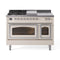 ILVE Nostalgie II Noblesse 48-Inch 5.02 Cu. Ft. Dual Oven Propane Gas Dual Fuel Range with 5 Burners, Griddle, French Top and Triple Glass Door in Antique White with Chrome Trim (UN48FSNMPAWCLP)