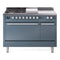 ILVE Professional Plus II 48-Inch 3.5 + 1.52 Cu. Ft. Dual Fuel Range with 5 Burners, Griddle, French Top and Solid Door Oven in Blue Grey (UP48FSQMPBG)