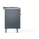 ILVE Professional Plus II 48-Inch 3.5 + 1.52 Cu. Ft. Propane Gas Dual Fuel Range with 5 Burners, Griddle, French Top and Solid Door in Blue Grey (UP48FSQMPBGLP)