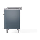 ILVE Professional Plus II 48-Inch 3.5 + 1.52 Cu. Ft. Propane Gas Dual Fuel Range with 5 Burners, Griddle, French Top and Solid Door in Blue Grey (UP48FSQMPBGLP)