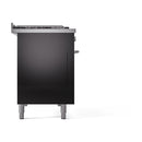ILVE Professional Plus II 48-Inch 3.5 + 1.52 Cu. Ft. Dual Fuel Range with 5 Burners, Griddle, French Top and Solid Door Oven in Glossy Black (UP48FSQMPBK)