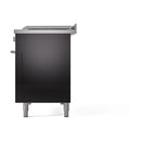 ILVE Professional Plus II 48-Inch 3.5 + 1.52 Cu. Ft. Dual Fuel Range with 5 Burners, Griddle, French Top and Solid Door Oven in Glossy Black (UP48FSQMPBK)