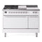 ILVE Professional Plus II 48-Inch 3.5 + 1.52 Cu. Ft. Propane Gas Dual Fuel Range with 5 Burners, Griddle, French Top and Solid Door Oven in White (UP48FSQMPWHLP)