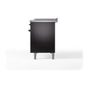 ILVE Nostalgie II 48-Inch  Propane Gas Dual Fuel Range  with 5 Burners, Griddle, & French Top, with Solid Door Oven in Glossy Black with Bronze Trim (UP48FSQNMPBKB)
