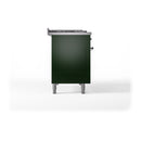 ILVE Nostalgie II 48-Inch  Propane Gas Dual Fuel Range  with 5 Burners, Griddle, & French Top, with Solid Door Oven in Emerald Green with Chrome Trim (UP48FSQNMPEGC)