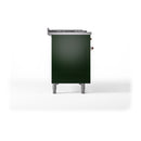 ILVE Nostalgie II 48-Inch  Propane Gas Dual Fuel Range  with 5 Burners, Griddle, & French Top, with Solid Door Oven in Emerald Green with Bronze Trim (UP48FSQNMPEGB)