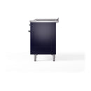ILVE Nostalgie II 48 inch Propane Gas Range with 8 Sealed Burners, Griddle with Triple Glass Door in Graphite Matte with Chrome Trim