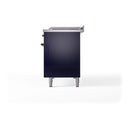 ILVE Nostalgie II 48-Inch Dual Fuel Range with 5 Burners, Griddle, & French Top, with Solid Door Oven in Midnight Blue with Brass Trim (UP48FSQNMPMBG)
