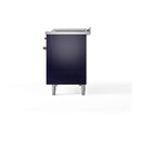 ILVE Nostalgie II 48-Inch Dual Fuel Range with 5 Burners, Griddle, & French Top, with Solid Door Oven in Midnight Blue with Bronze Trim (UP48FSQNMPMBB)