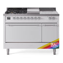 ILVE Nostalgie II 48 inch Propane Gas Range with 8 Sealed Burners, Griddle with Triple Glass Door in RAL with Chrome Trim
