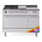 ILVE Nostalgie II 48 inch Propane Gas Range with 8 Sealed Burners, Griddle with Triple Glass Door in RAL with Chrome Trim