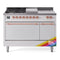 ILVE Nostalgie II 48 inch Propane Gas Range with 8 Sealed Burners, Griddle with Triple Glass Door in RAL with Copper Trim
