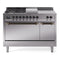 ILVE Nostalgie II 48-Inch  Propane Gas Dual Fuel Range  with 5 Burners, Griddle, & French Top, with Solid Door Oven in Stainless Steel with Bronze Trim (UP48FSQNMPSSB)