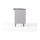 ILVE Nostalgie II 48-Inch Dual Fuel Range with 5 Burners, Griddle, & French Top, with Solid Door Oven in White with Chrome Trim (UP48FSQNMPWHC)