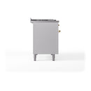 ILVE Nostalgie II 48 inch Propane Gas Range with 8 Sealed Burners, Griddle with Triple Glass Door in White with Brass Trim