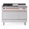 ILVE Nostalgie II 48 inch Propane Gas Range with 8 Sealed Burners, Griddle with Triple Glass Door in White with Copper Trim