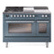 ILVE Professional Plus II 48-Inch 3.5 + 1.52 Cu. Ft. Dual Fuel Range with 5 Burners, Griddle, French Top and Triple Glass Door Oven in Blue Grey (UP48FSWMPBG)