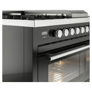 ILVE Professional Plus II 48-Inch 3.5 + 1.52 Cu. Ft. Dual Fuel Range with 5 Burners, Griddle, French Top and Triple Glass Door Oven in Glossy Black (UP48FSWMPBK)