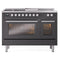 ILVE Professional Plus II 48-Inch 3.5 + 1.52 Cu. Ft. Dual Fuel Range with 5 Burners, Griddle, French Top and Triple Glass Door Oven in Matte Graphite (UP48FSWMPMG)