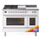 ILVE Professional Plus II 48-Inch 3.5 + 1.52 Cu. Ft. Dual Fuel Range with 5 Burners, Griddle, French Top and Triple Glass Door Oven in RAL (UP48FSWMPRA)