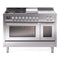 ILVE Professional Plus II 48-Inch 3.5 + 1.52 Cu. Ft. Propane Gas Dual Fuel Range with 5 Burners, Griddle, French Top and Triple Glass Door in Stainless Steel (UP48FSWMPSSLP)