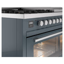 ILVE 48-Inch Professional Plus II Freestanding Dual Fuel Range with 8 Sealed Burner and Removable Griddle in Blue Grey (UP48FWMPBG)
