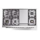 ILVE 48-Inch Professional Plus II Freestanding Dual Fuel Range with 8 Sealed Burner and Removable Griddle in Blue Grey (UP48FWMPBG)