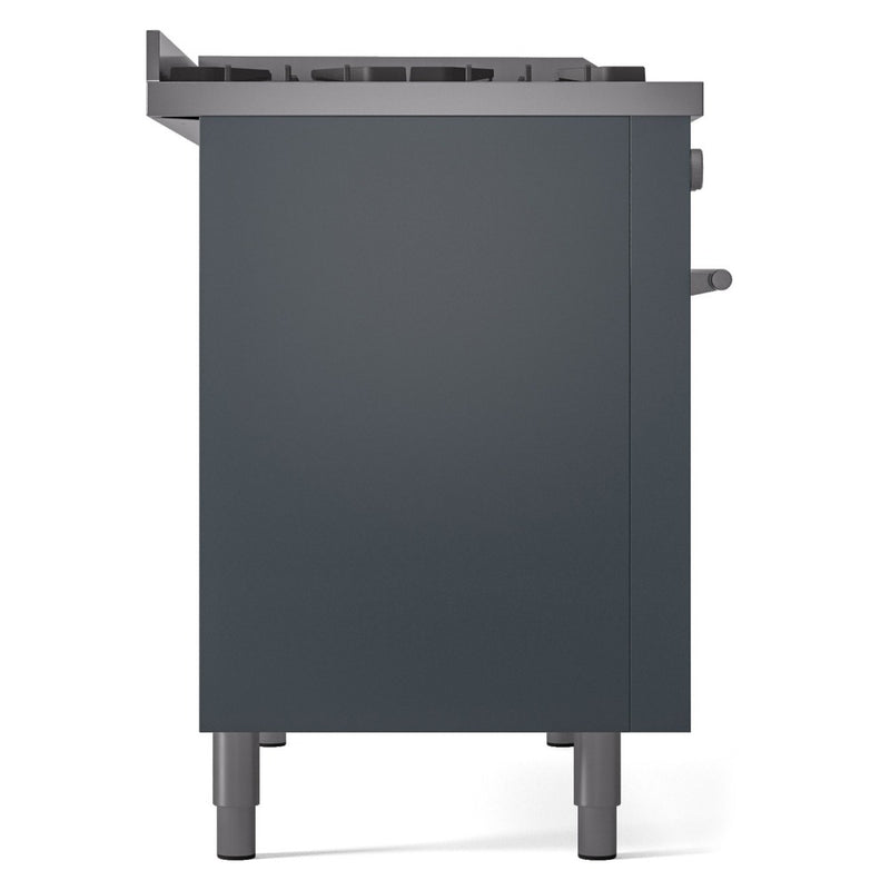 ILVE 48-Inch Professional Plus II Freestanding Dual Fuel Range with 8 Sealed Burner and Removable Griddle in Blue Grey (UP48FWMPBG)
