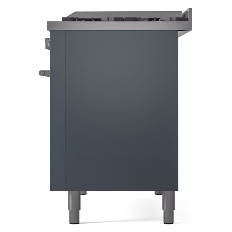 ILVE 48-Inch Professional Plus II Freestanding Dual Fuel Range with 8 Sealed Burner and Removable Griddle in Blue Grey (UP48FWMPBG)