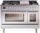 ILVE 48-Inch Professional Plus II Freestanding Dual Fuel Range with 8 Sealed Burner and Removable Griddle in Stainless Steel (UP48FWMPSS)