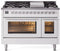 ILVE 48-Inch Professional Plus II Freestanding Dual Fuel Range with 8 Sealed Burner and Removable Griddle in White (UP48FWMPWH)