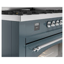 ILVE Nostalgie II 60-Inch Dual Fuel Freestanding Range with Removable Griddle in Blue Grey with Chrome Trim (UP60FNMPBGC)