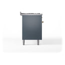 ILVE Nostalgie II 60-Inch Dual Fuel Freestanding Range with Removable Griddle in Blue Grey with Brass Trim (UP60FNMPBGG)