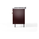 ILVE 60-Inch Nostalgie II  Propane Gas Dual Fuel Range  with 9 Burners, Griddle and Triple Glass Door Oven in Burgundy with Copper Trim (UP60FNMPBUP)