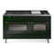 ILVE 60-Inch Nostalgie II Dual Fuel Range with 9 Burners, Griddle and Triple Glass Door Oven in Emerald Green with Bronze Trim (UP60FNMPEGB)