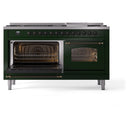 ILVE 60-Inch Nostalgie II Dual Fuel Range with 9 Burners, Griddle and Triple Glass Door Oven in Emerald Green with Bronze Trim (UP60FNMPEGB)