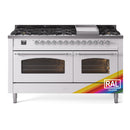 ILVE 60-Inch Nostalgie II  Propane Gas Dual Fuel Range  with 9 Burners, Griddle and Triple Glass Door Oven in Custom RAL with Chrome Trim (UP60FNMPRAC)
