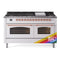 ILVE 60-Inch Nostalgie II  Propane Gas Dual Fuel Range  with 9 Burners, Griddle and Triple Glass Door Oven in Custom RAL with Copper Trim (UP60FNMPRAP)