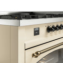 ILVE 60-Inch Nostalgie II  Propane Gas Dual Fuel Range  with 9 Burners, Griddle and Triple Glass Door Oven in Antique White with Bronze Trim (UP60FNMPAWB)
