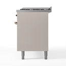ILVE 60-Inch Nostalgie II  Propane Gas Dual Fuel Range  with 9 Burners, Griddle and Triple Glass Door Oven in Antique White with Bronze Trim (UP60FNMPAWB)