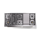 ILVE 60-Inch Nostalgie II  Propane Gas Dual Fuel Range  with 9 Burners, Griddle and Triple Glass Door Oven in Antique White with Bronze Trim (UP60FNMPAWB)