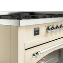 ILVE 60-Inch Nostalgie II Dual Fuel Range with 9 Burners, Griddle and Triple Glass Door Oven in Antique White with Chrome Trim (UP60FNMPAWC)