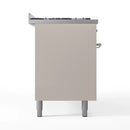 ILVE 60-Inch Nostalgie II Dual Fuel Range with 9 Burners, Griddle and Triple Glass Door Oven in Antique White with Chrome Trim (UP60FNMPAWC)
